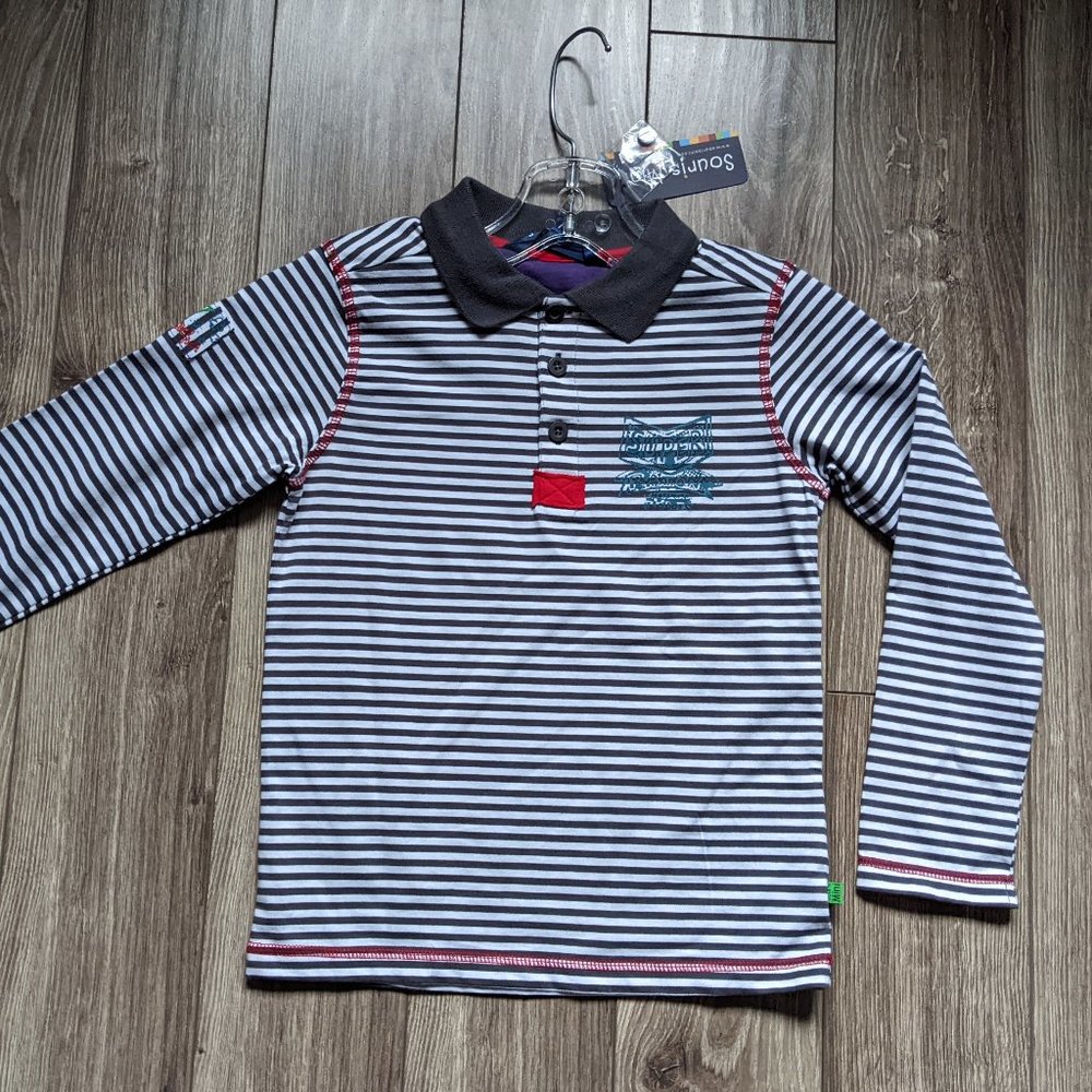NWT Boys (6Y) - SOURIS MINI Long Slv Striped Polo